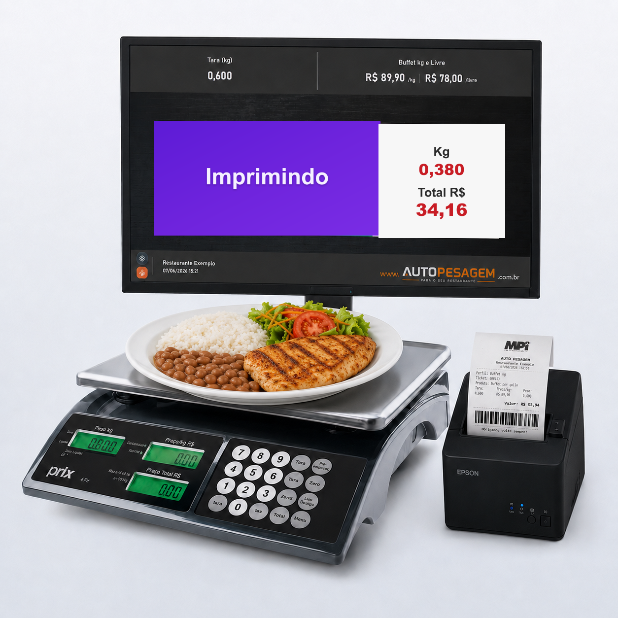 Kit Auto Pesagem com balança, computador e impressora